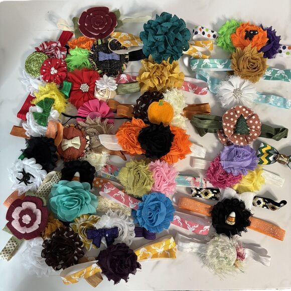 Baby Toddler Headband Hairbow LOT 50+ Holidays Everyday Colorful Elastic - Picture 1 of 5